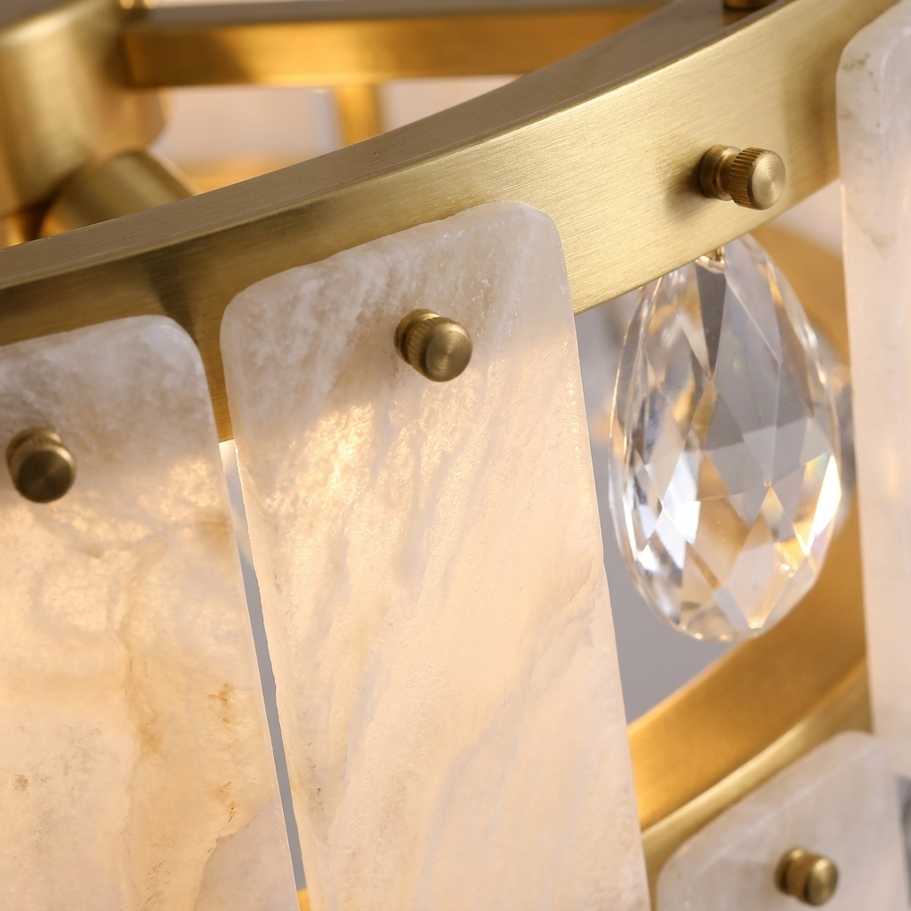 Alabaster Crystal Round Chandelier