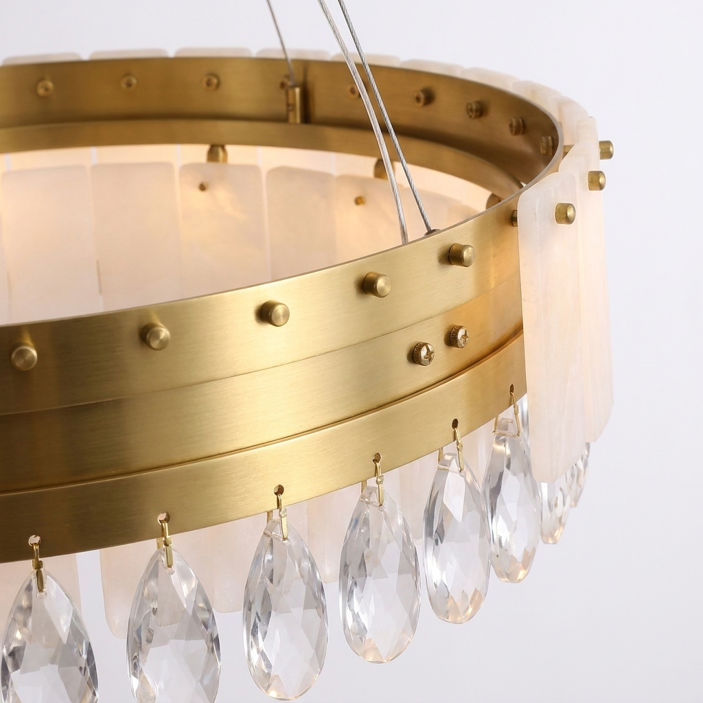 Alabaster Crystal Round Chandelier