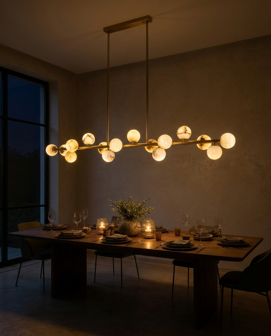Alabaster Globe Linear Chandelier