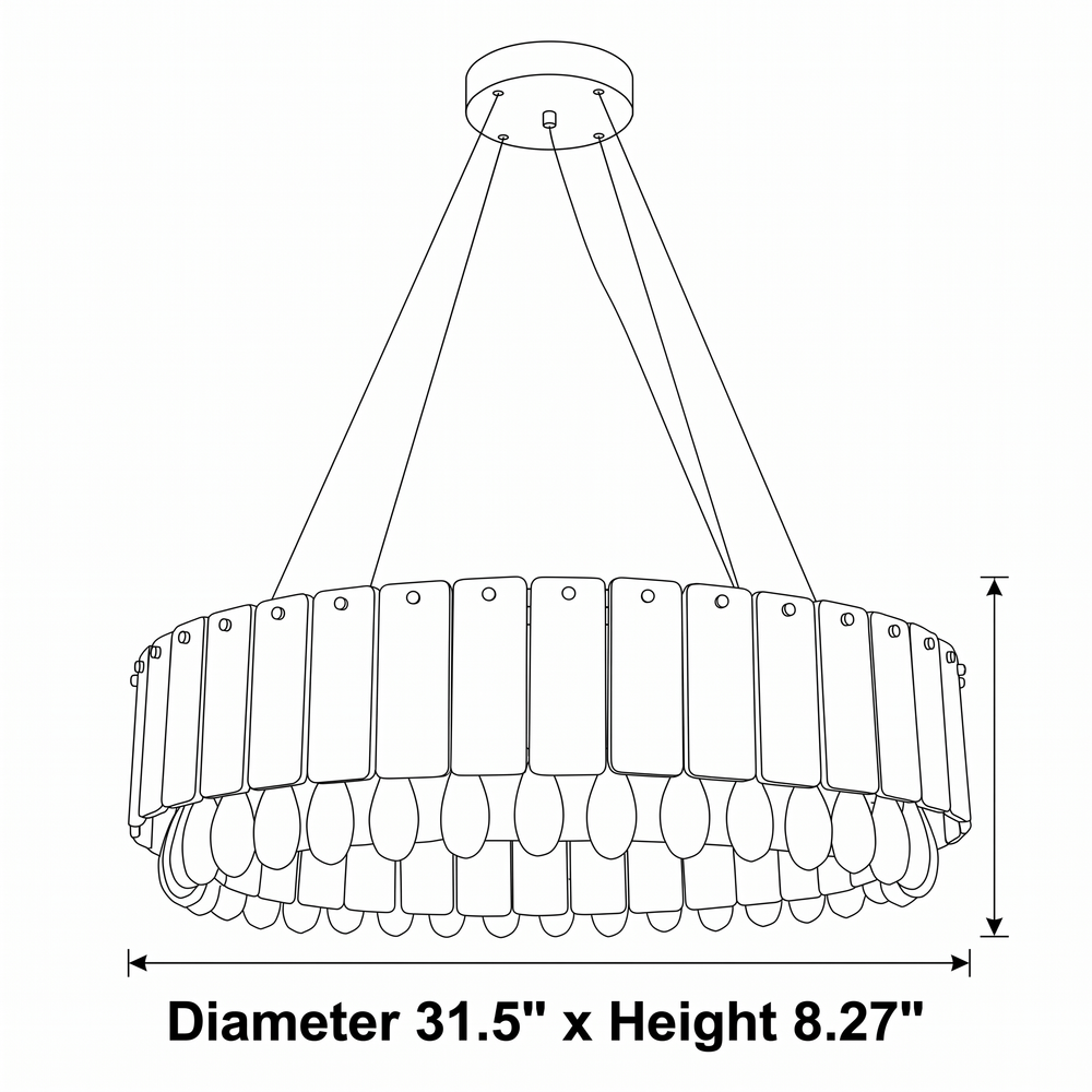Alabaster Crystal Round Chandelier