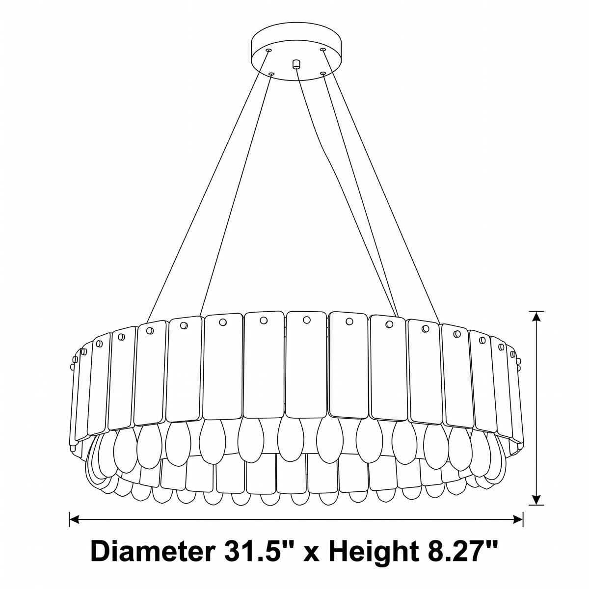 Alabaster Crystal Round Chandelier