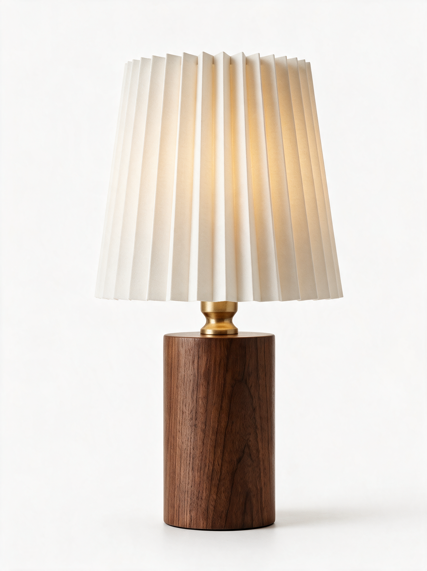 AIR HAVEN Walnut Pleated Desk Lamp - White Hero