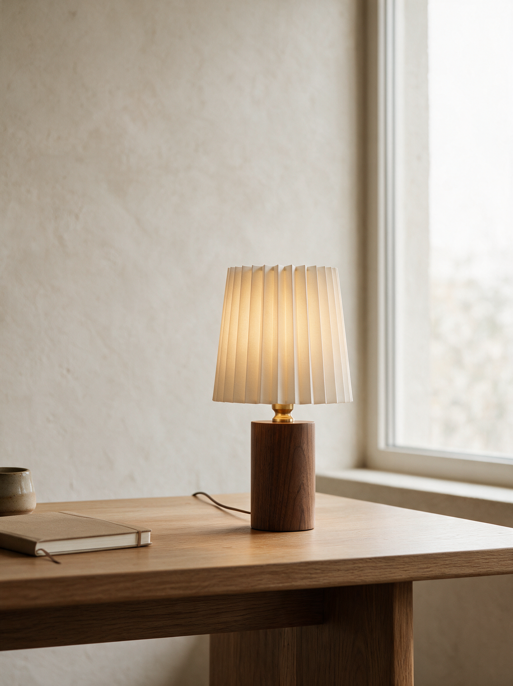 AIR HAVEN Walnut Pleated Desk Lamp - Signature Lifestyle