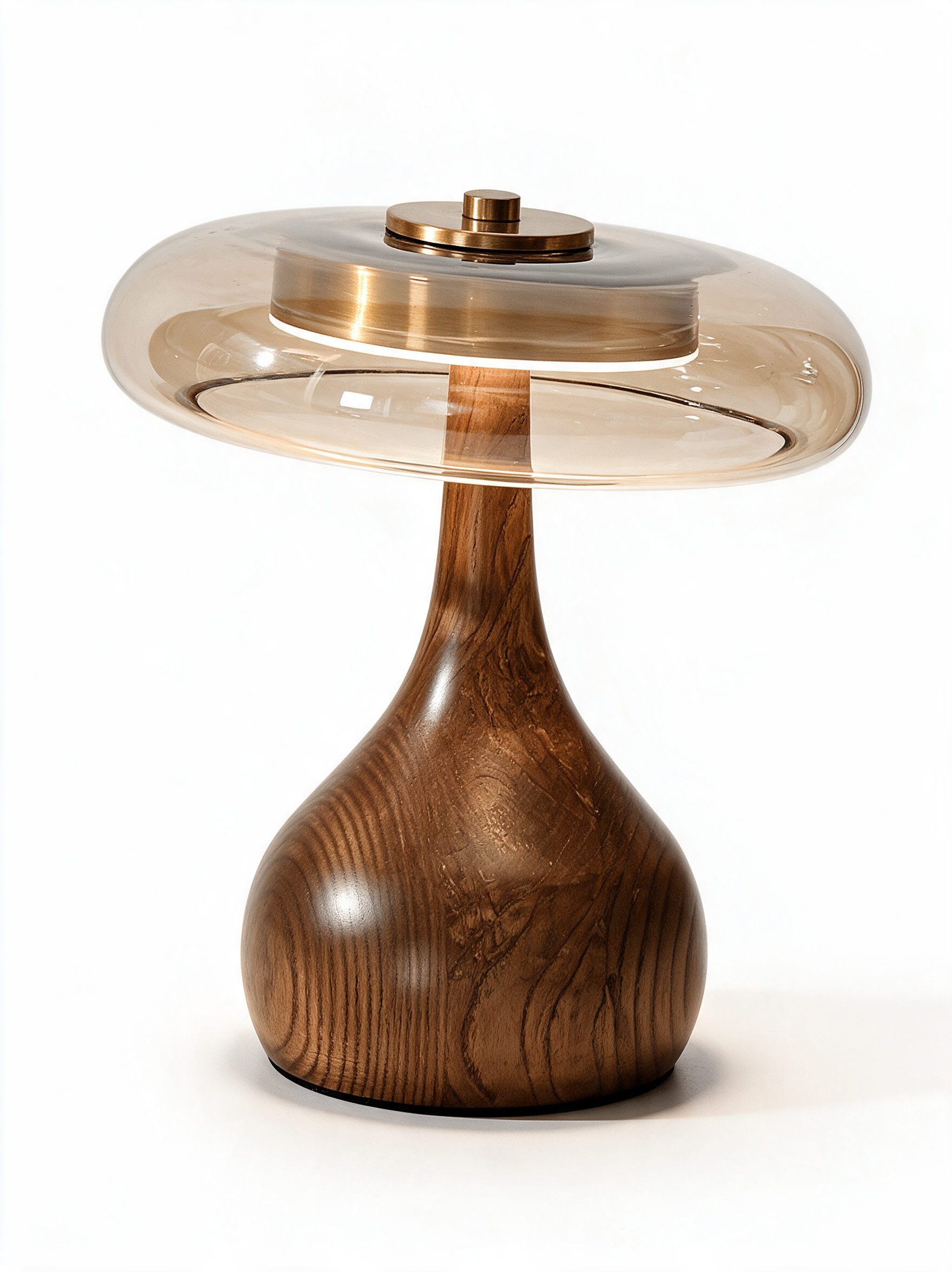 AIR HAVEN Ash Wood Brass Table Lamp - Three-Quarter Studio View