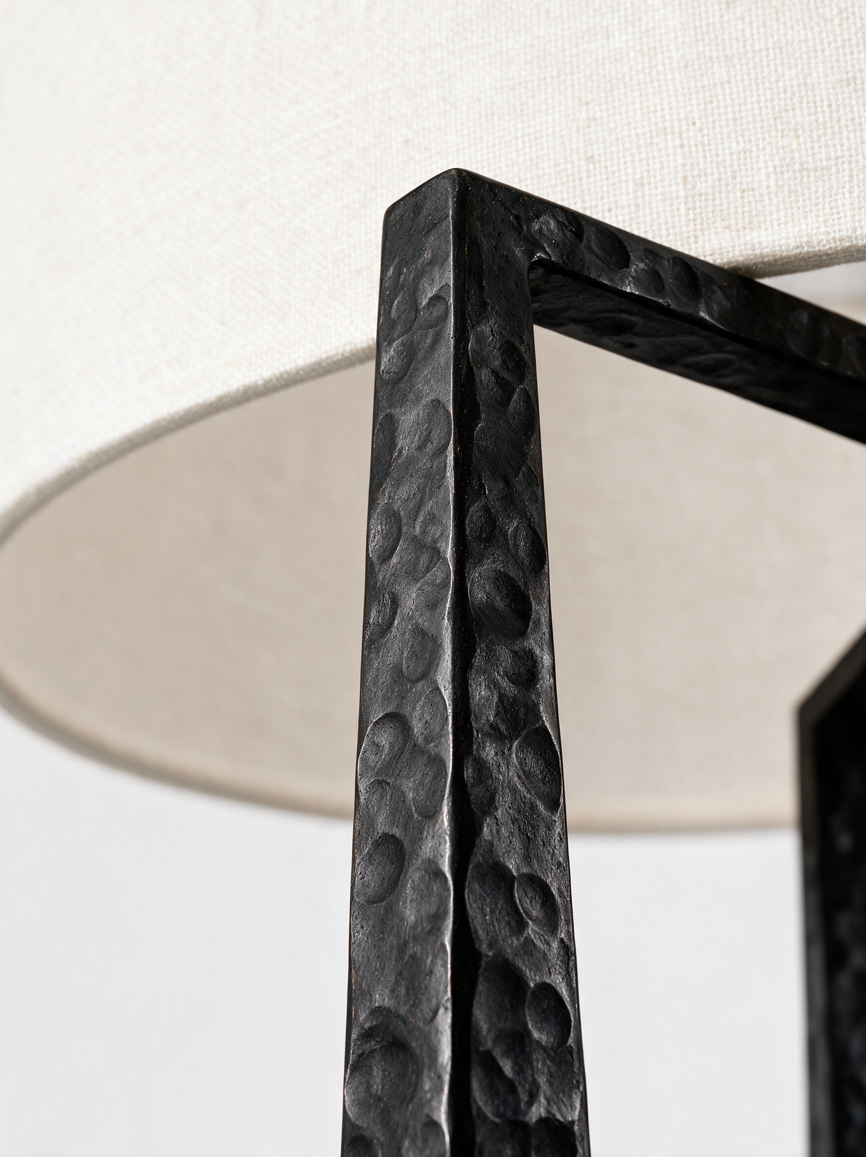 AIR HAVEN Hammered Metal Linen Lamp - Hammered Metal Material Detail