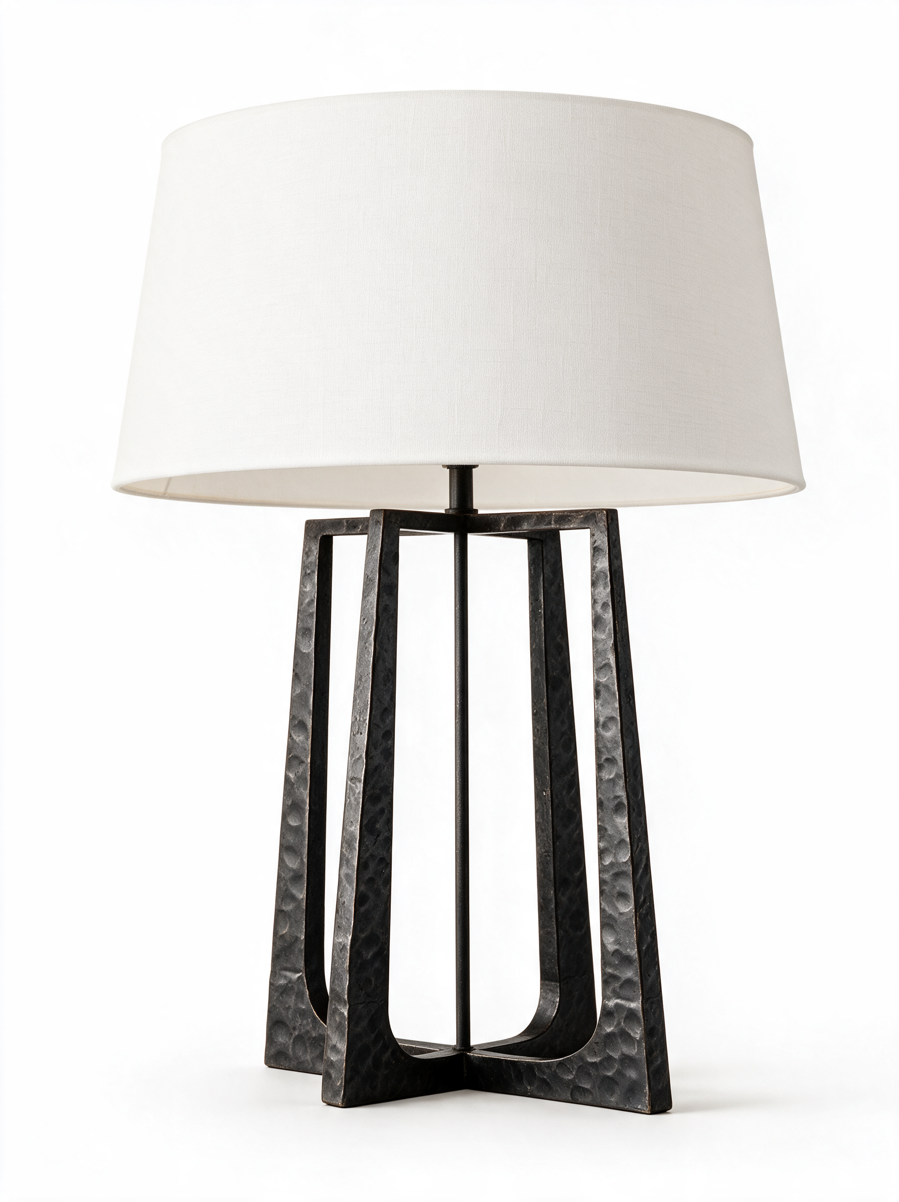 AIR HAVEN Hammered Metal Linen Lamp - White Hero (Black)