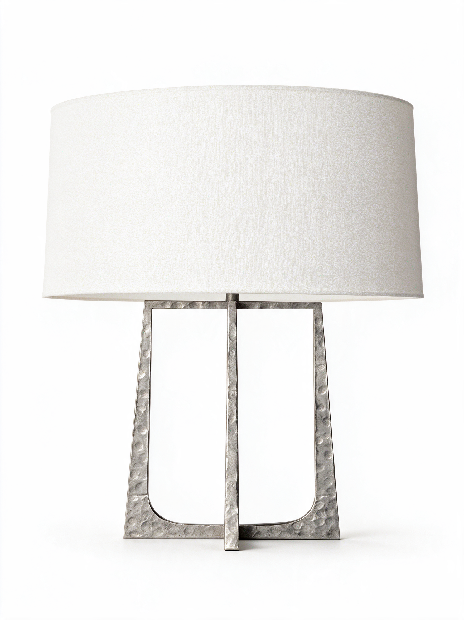 AIR HAVEN Hammered Metal Linen Lamp - White Hero (Silver)
