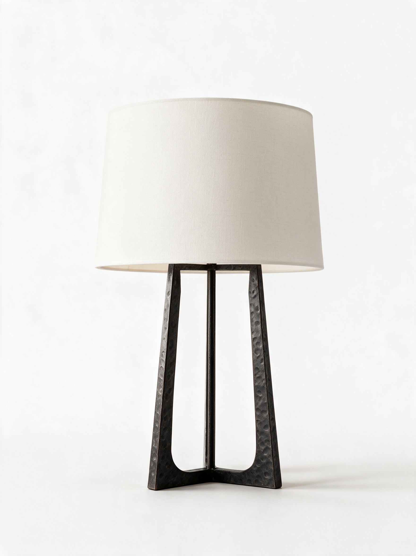 AIR HAVEN Hammered Metal Linen Lamp - Side Elevation