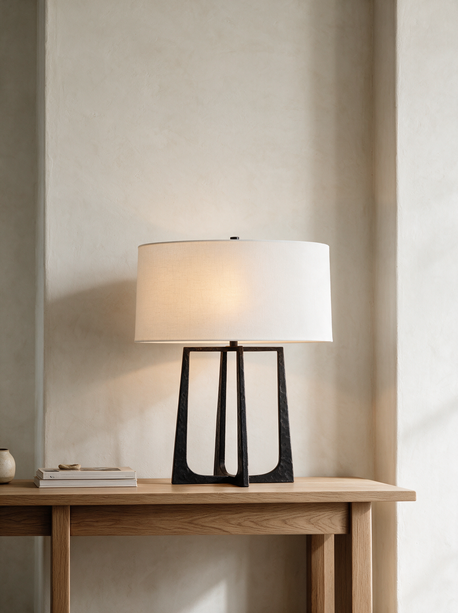 AIR HAVEN Hammered Metal Linen Lamp - Signature Lifestyle