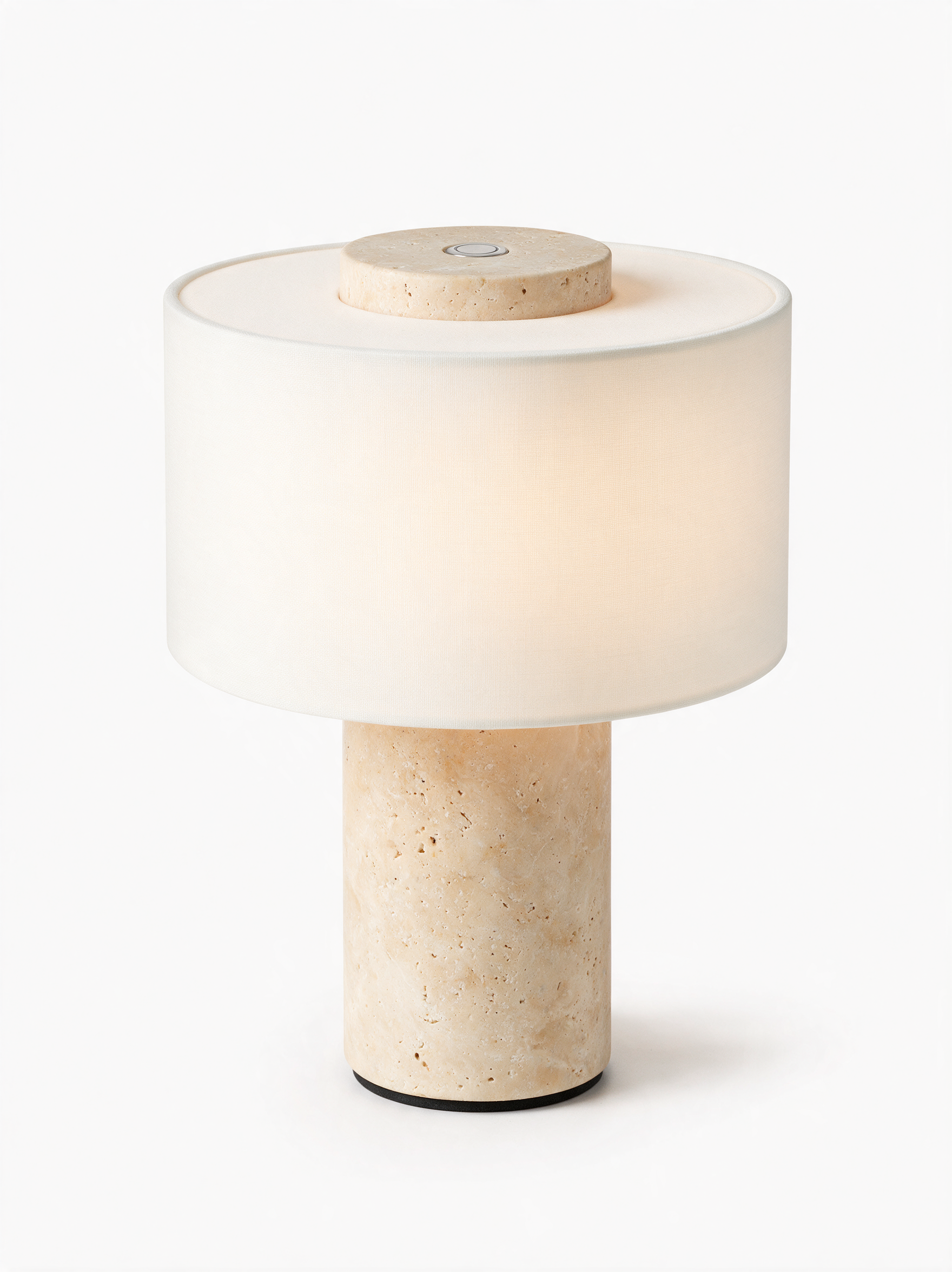 AIR HAVEN Marble Cylinder Table Lamp - White Hero (Beige Travertine)
