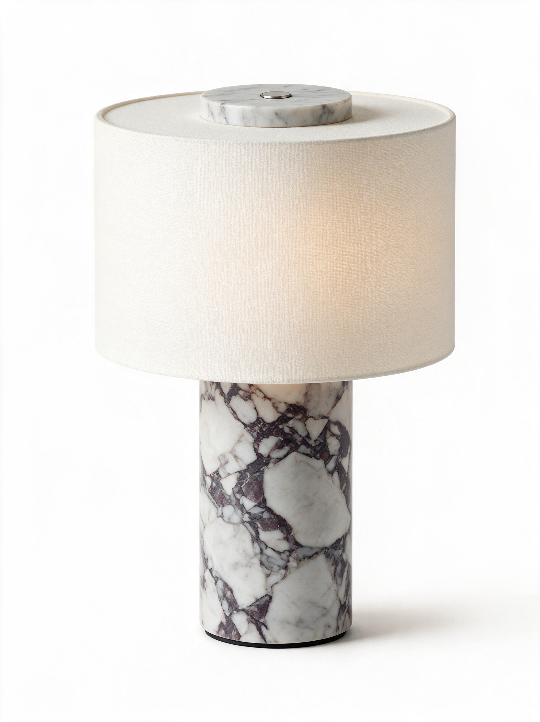 AIR HAVEN Marble Cylinder Table Lamp - White Hero (White Marble)