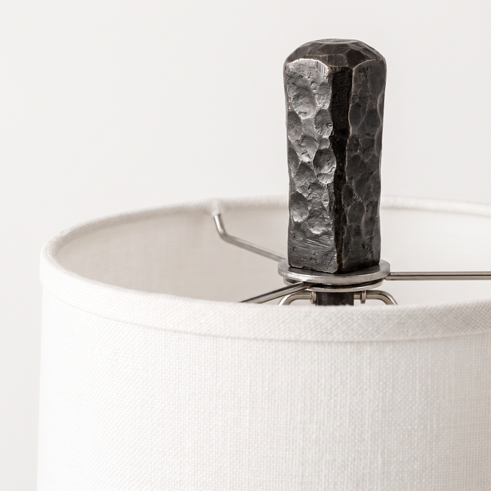 Hammered Metal Linen Lamp