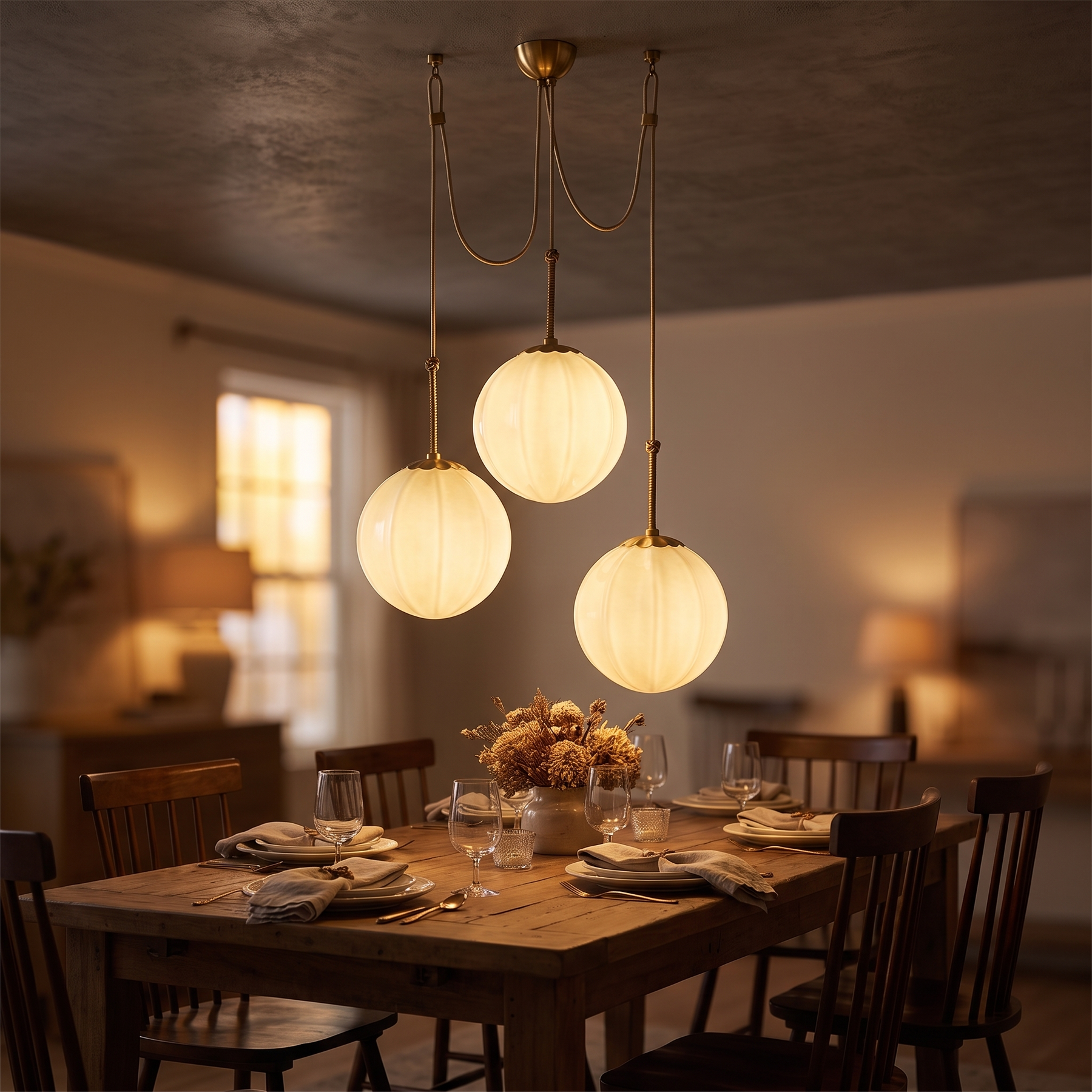 Vintage Glass Draped Chandelier