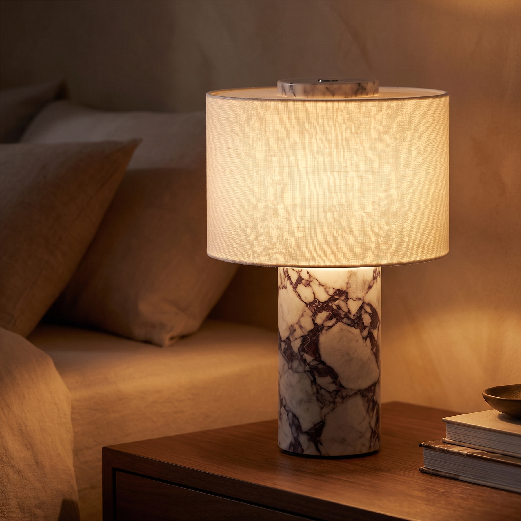 Marble Cylinder Table Lamp