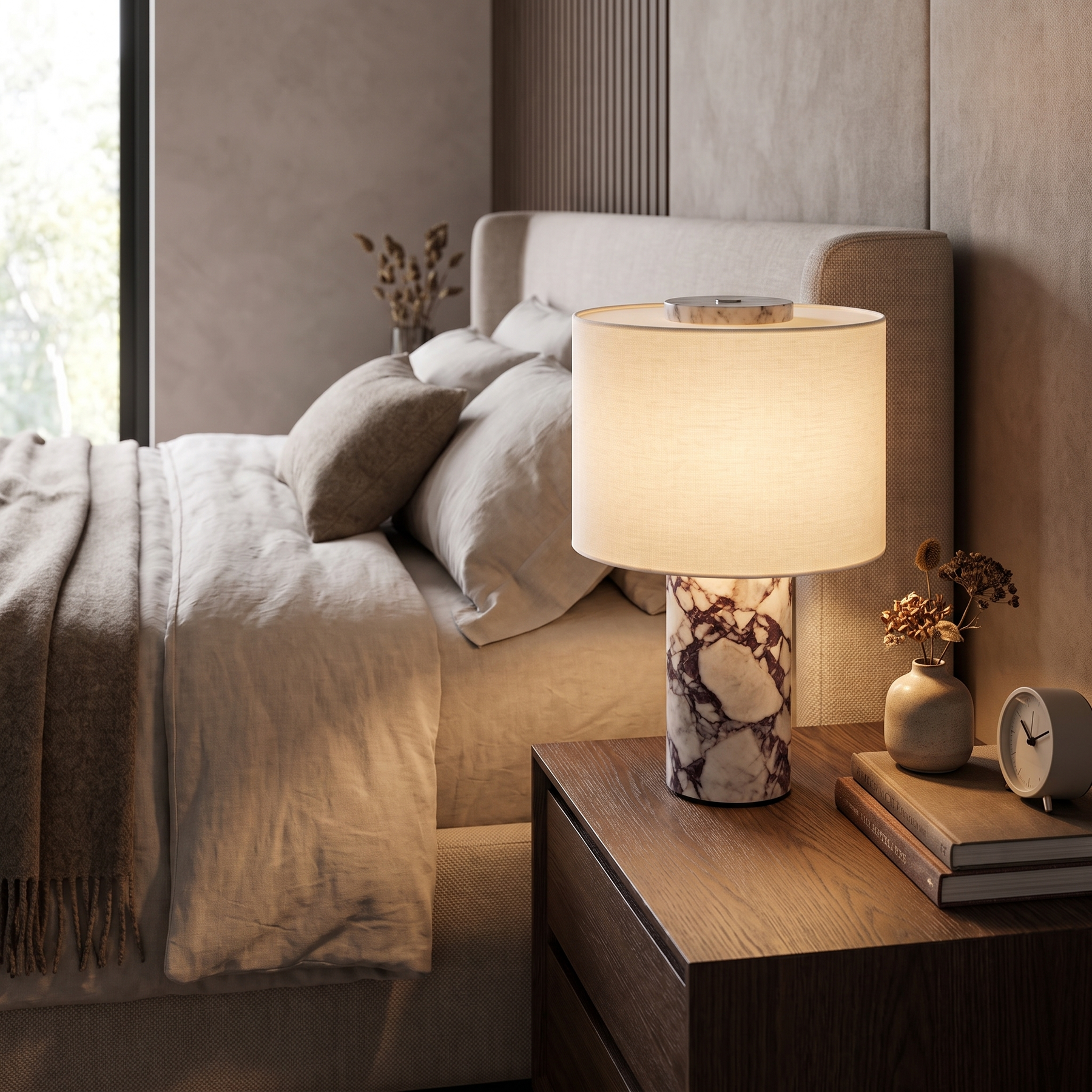 Marble Cylinder Table Lamp