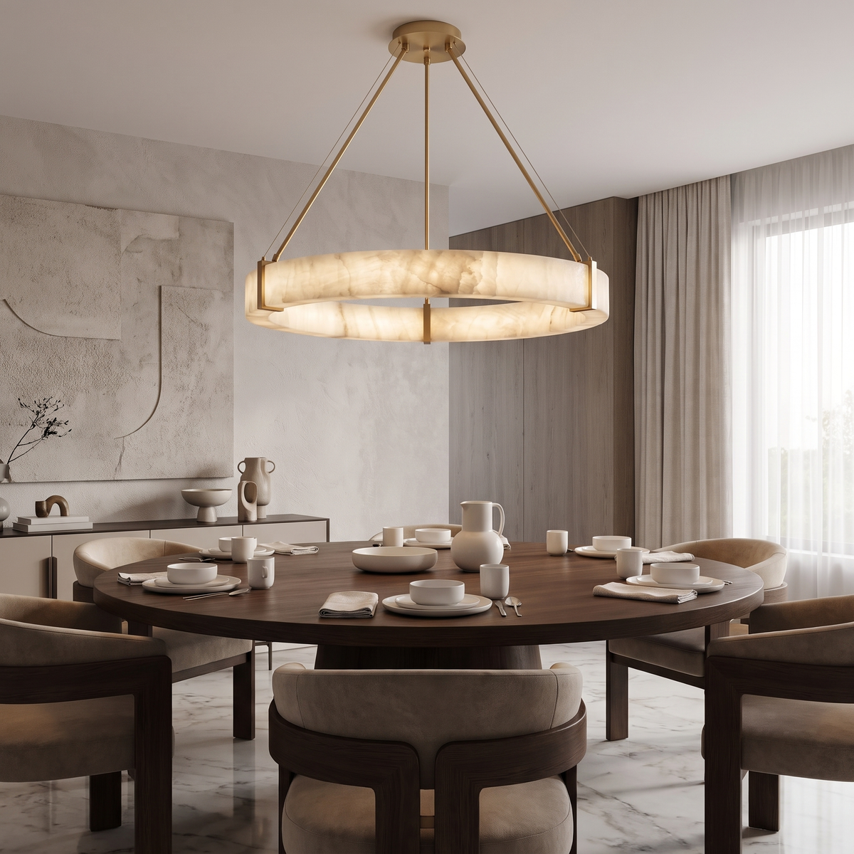 Alabaster Ring Chandelier