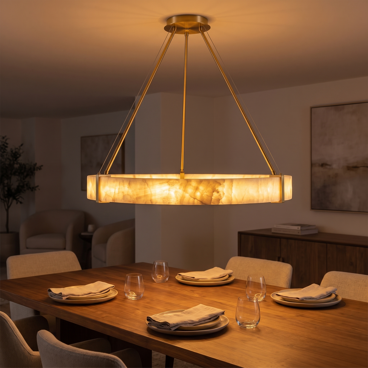 Alabaster Ring Chandelier