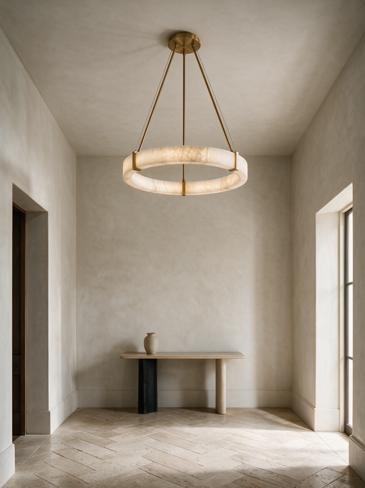 Alabaster Ring Chandelier - AIR HAVEN Lifestyle Foyer
