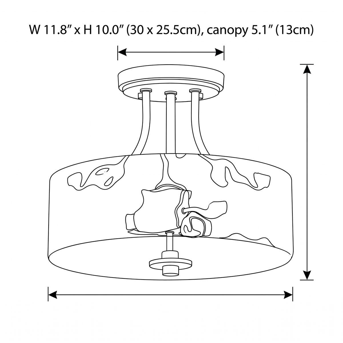 Dimension drawing — Ripple Glass Flushmount