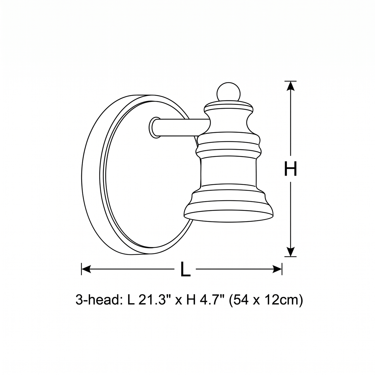 Dimension drawing — Halophane Wall Sconce