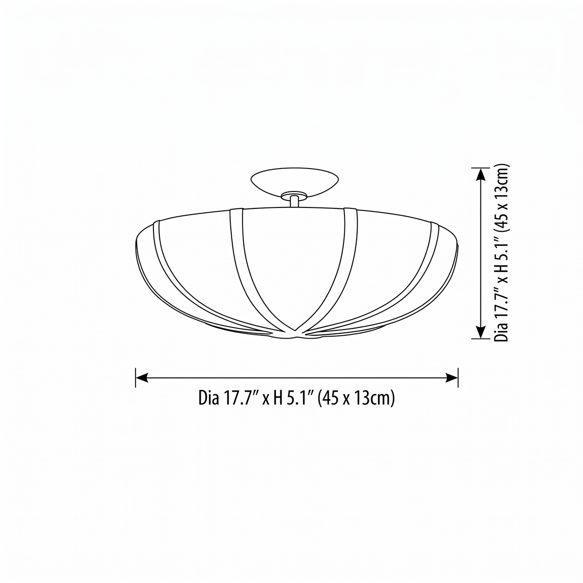 Dimension drawing — Miramar Fabric Flushmount