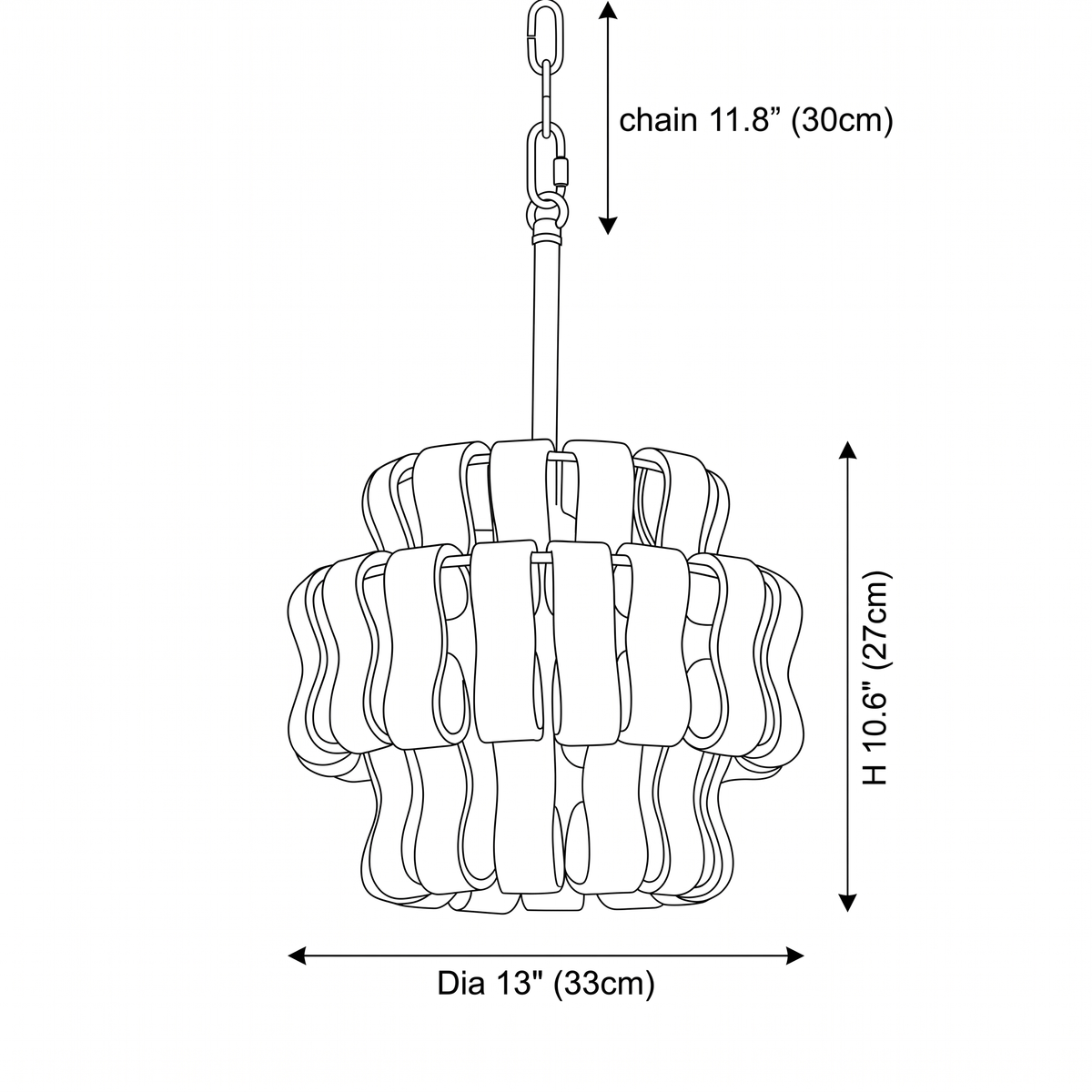 Dimension drawing — Nirsa Glass Pendant