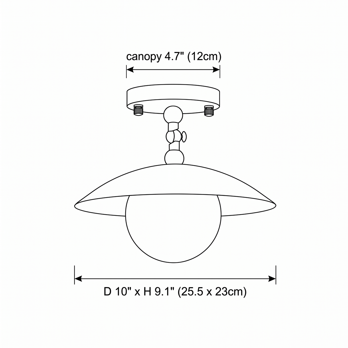 Dimension drawing — Marie Brass Flushmount