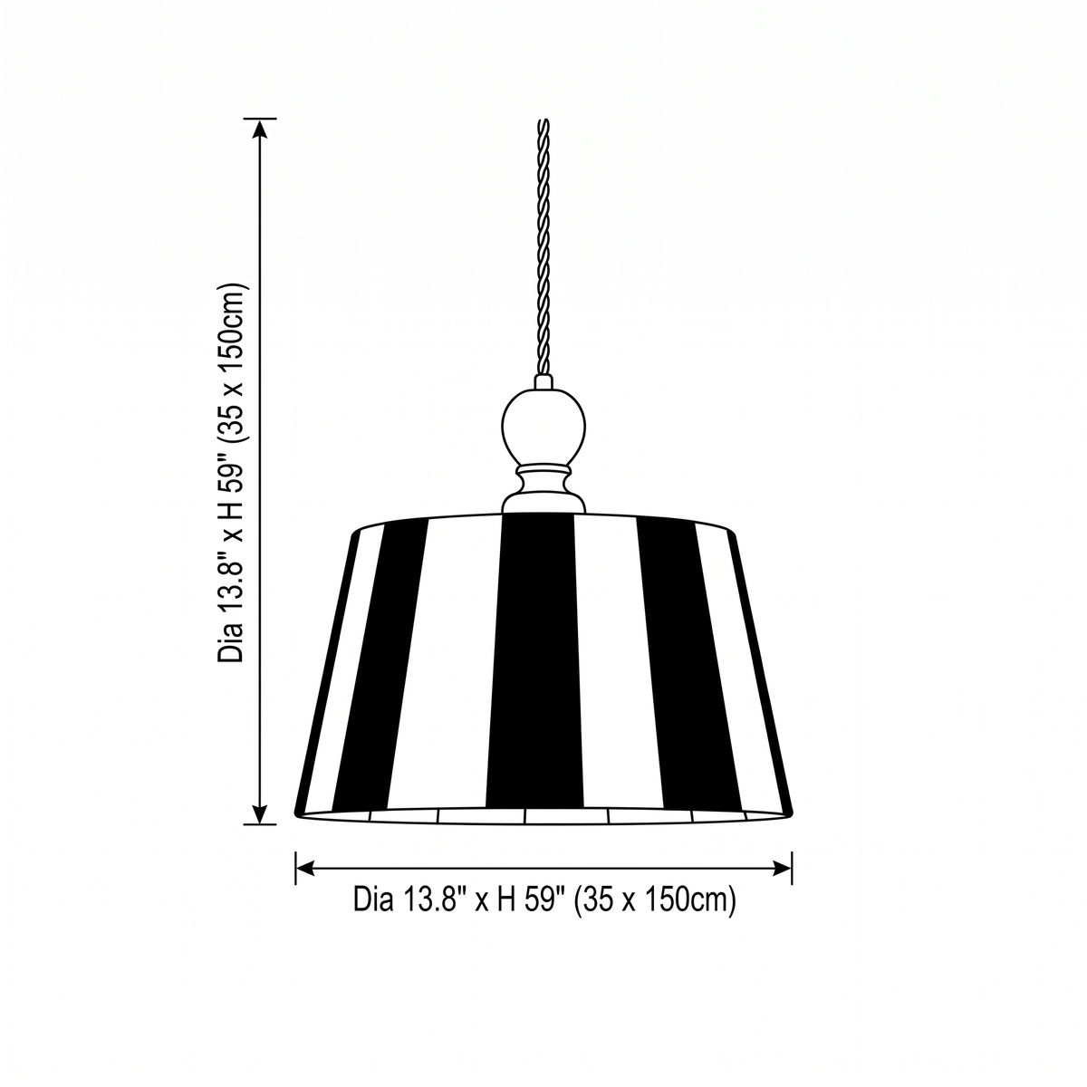 Dimension drawing — Beatrice Striped Pendant