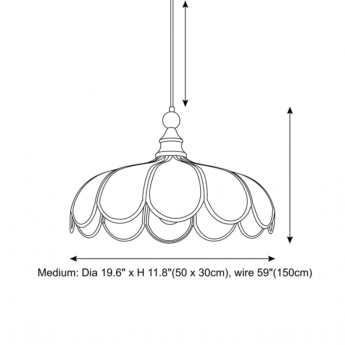 Dimension drawing — Bellerin Abaca Pendant