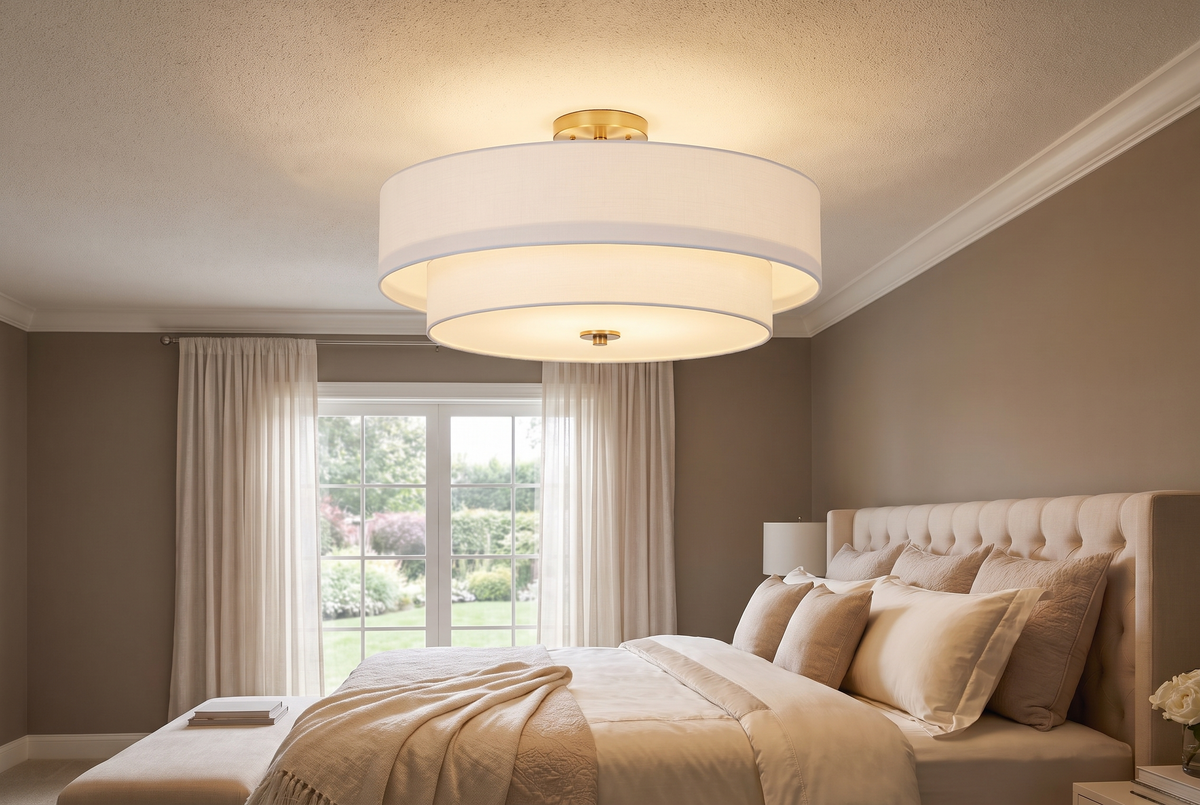 Linen Drum Flushmount