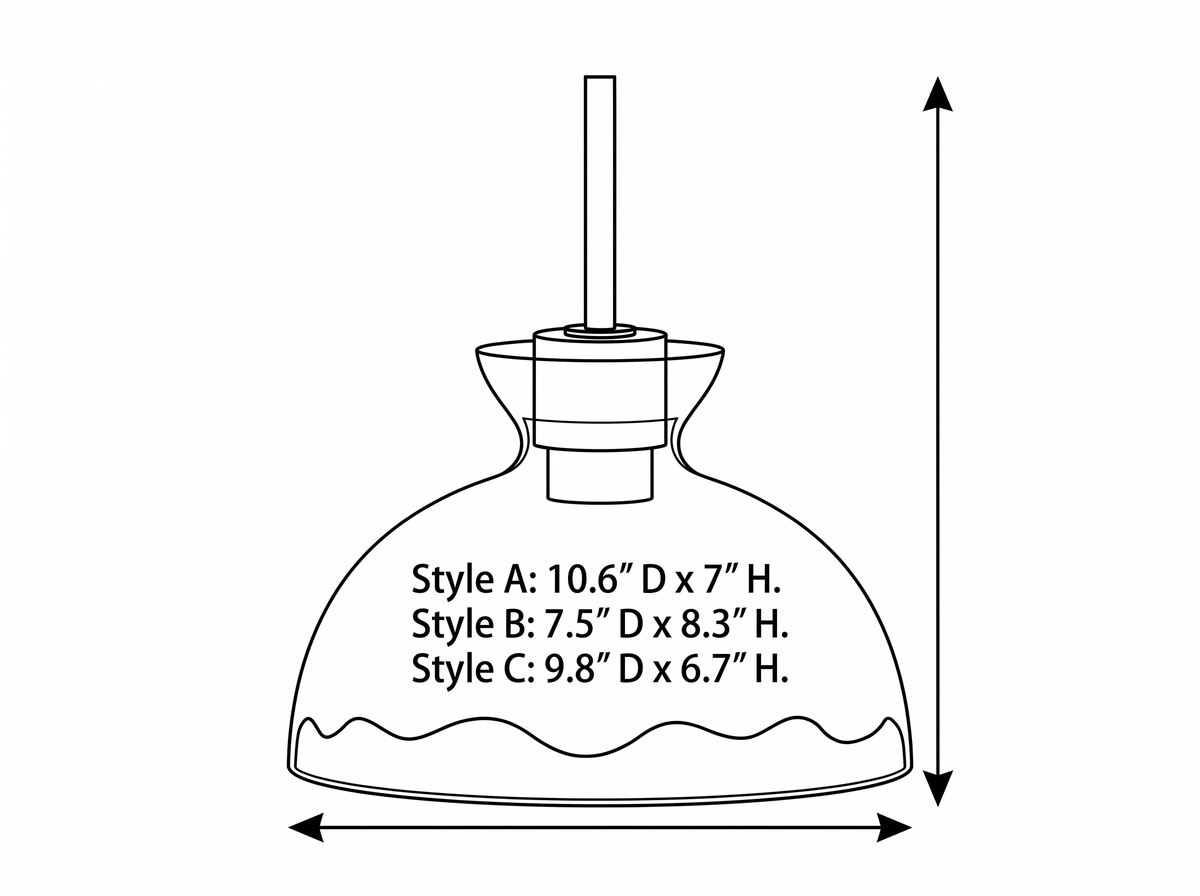 Dimension drawing — Vale Glass Pendant