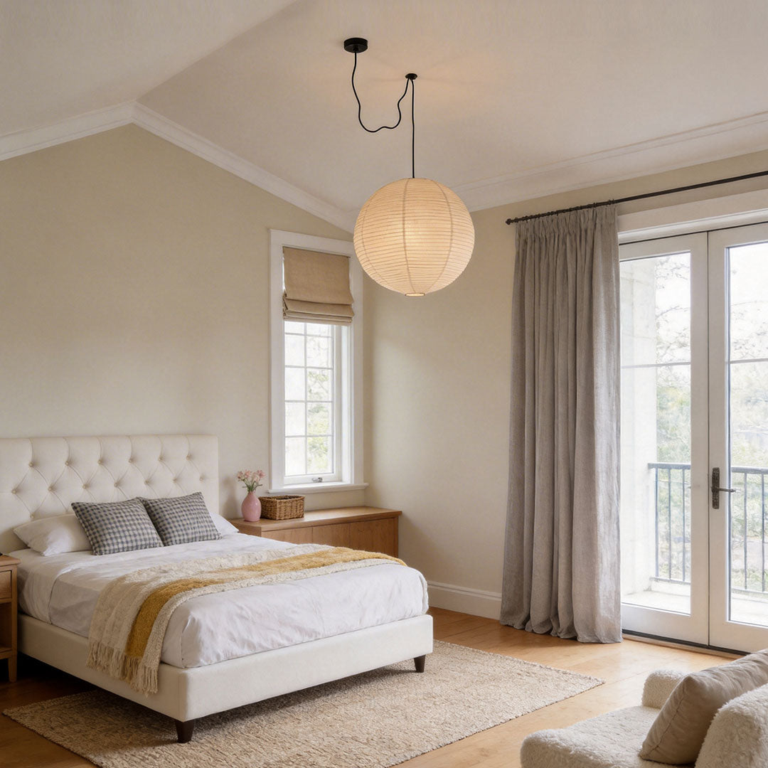 Paper Pendant Light Fixtures Movable Japanese Ambient Light
