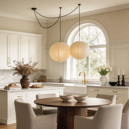 Paper Pendant Light Fixtures Movable Japanese Ambient Light