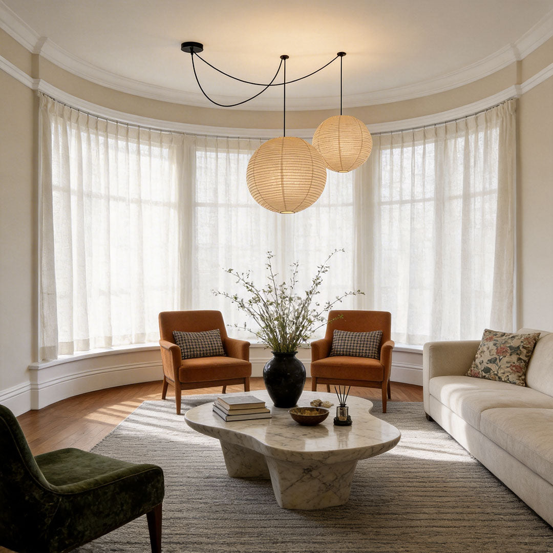 Paper Pendant Light Fixtures Movable Japanese Ambient Light