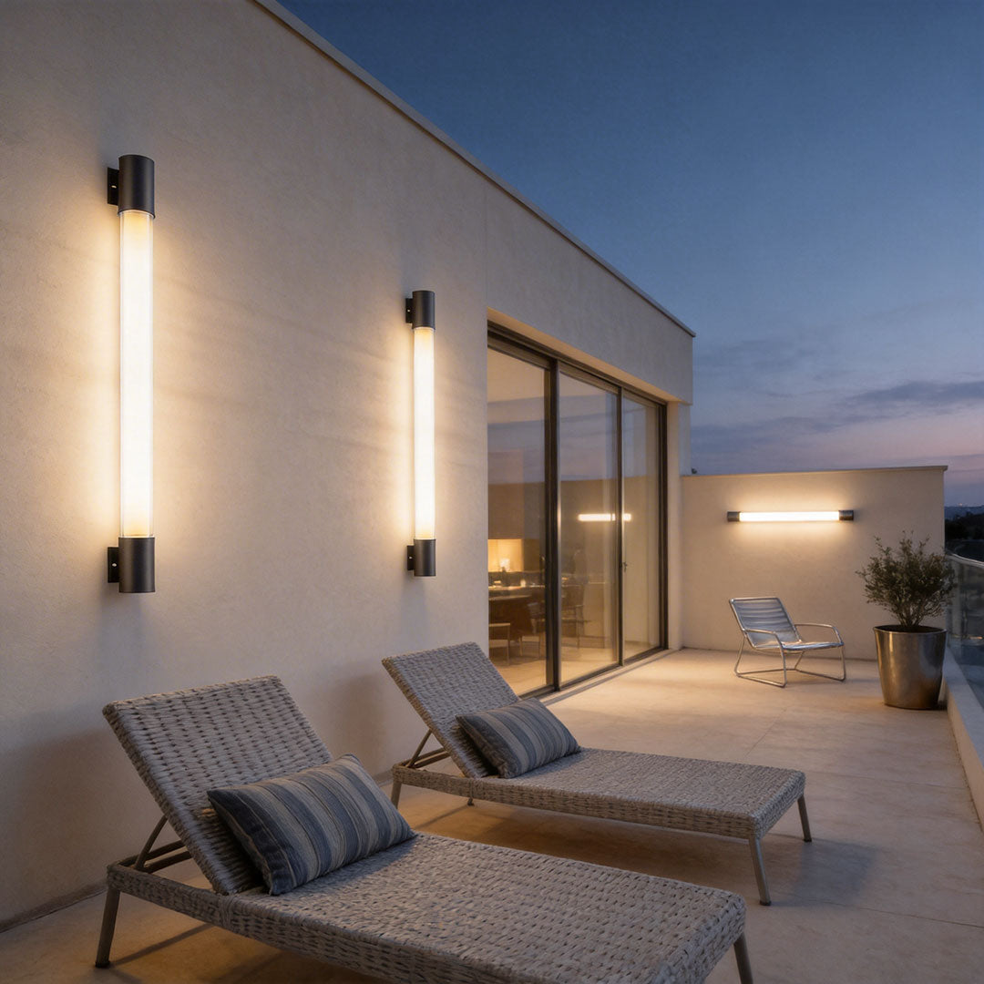 LED Outdoor Sconce Modern Black Long Aluminum Light