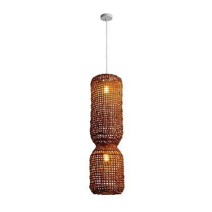 Large Modern Pendant Light Fixtures Rattan Weave Ceiling Light
