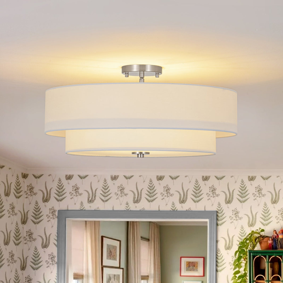 Linen Drum Flushmount