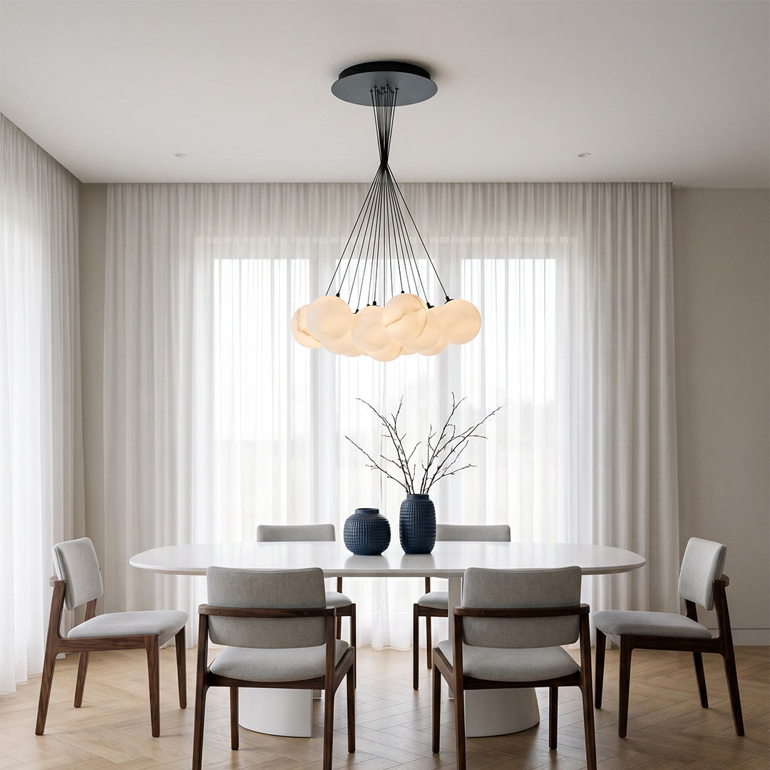 Modern Matte Black Chandelier Bubble Ball Ceiling Light