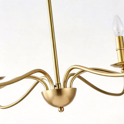 Modern Brass Chandelier Minimalist Candle Ceiling Light