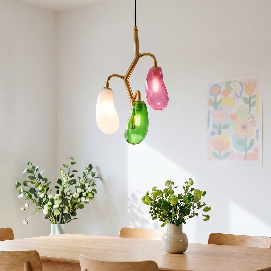 Multi Pendant Light Fixture Colored Glass Artistic Ceiling Light