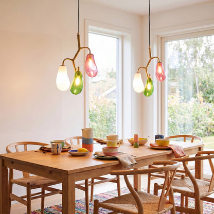 Multi Pendant Light Fixture Colored Glass Artistic Ceiling Light