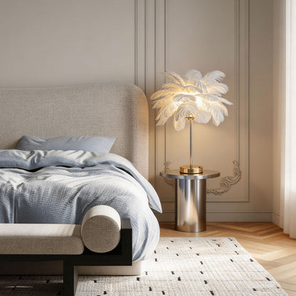 Ostrich Feather Table Lamp Creative Nordic Night Light