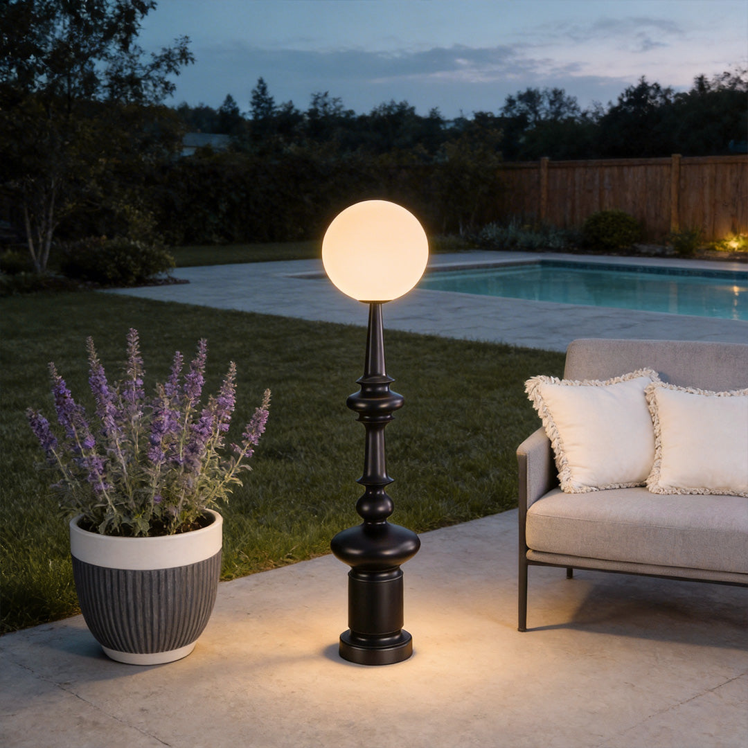 Outdoor Black Floor Lamps Roman Column Vintage Landscape Light