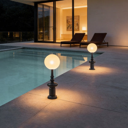 Outdoor Black Floor Lamps Roman Column Vintage Landscape Light