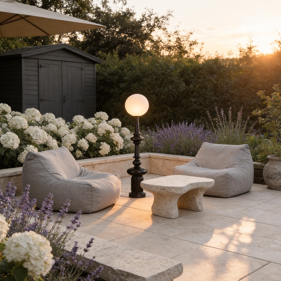 Outdoor Black Floor Lamps Roman Column Vintage Landscape Light