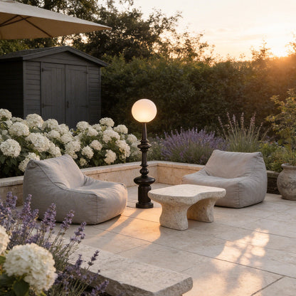 Outdoor Black Floor Lamps Roman Column Vintage Landscape Light