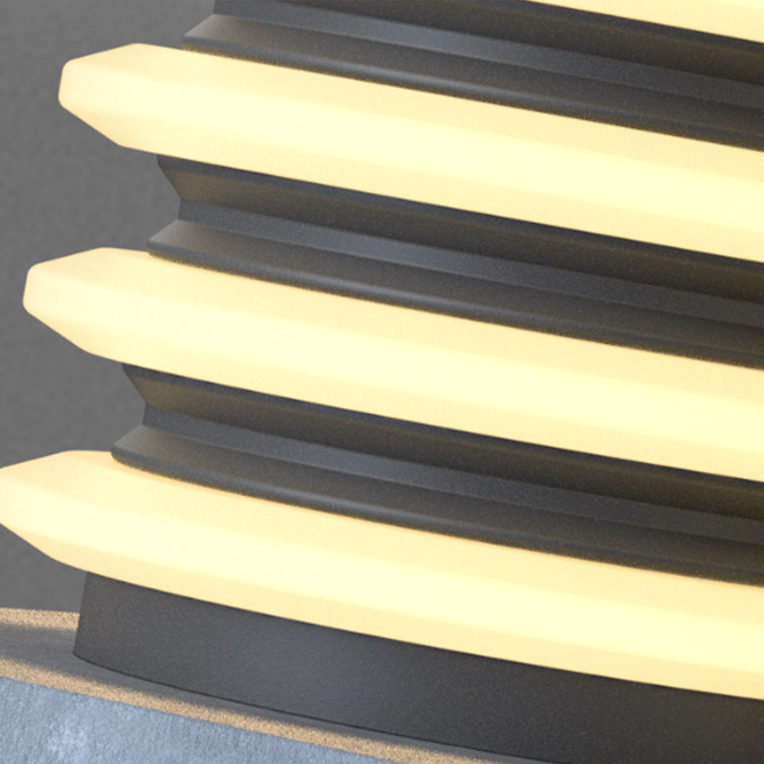 Solar Garden Pillar Lights Modern Round Outdoor Waterproof Light