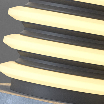 Solar Garden Pillar Lights Modern Round Outdoor Waterproof Light