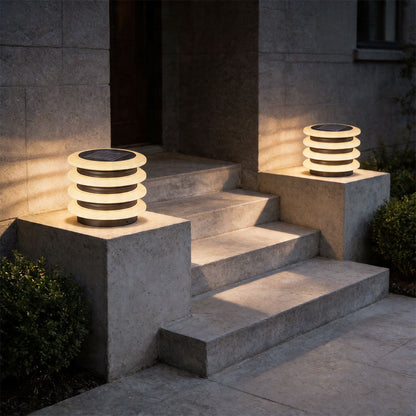 Solar Garden Pillar Lights Modern Round Outdoor Waterproof Light
