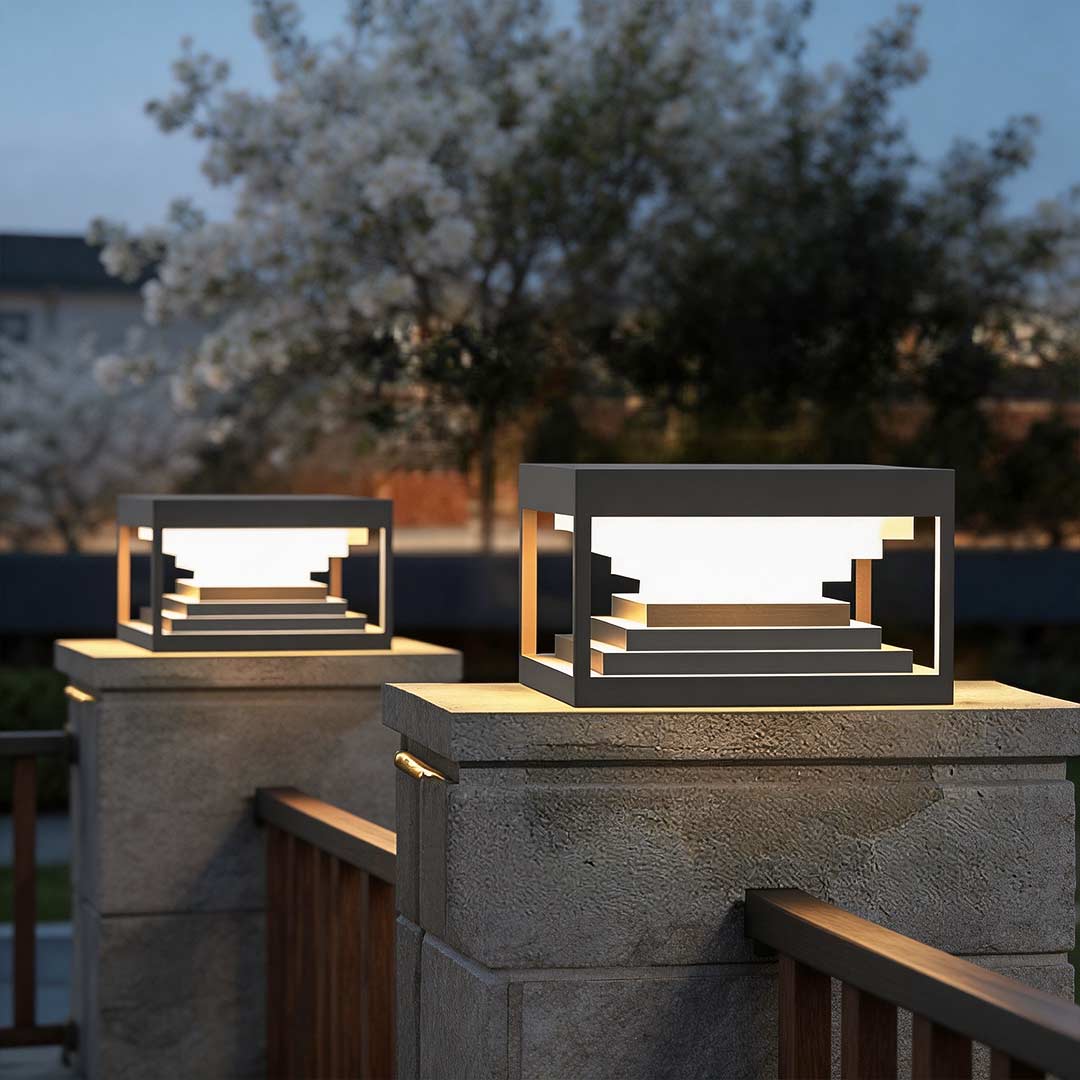 Square Pillar Lights Creative Waterproof Black Modern Light